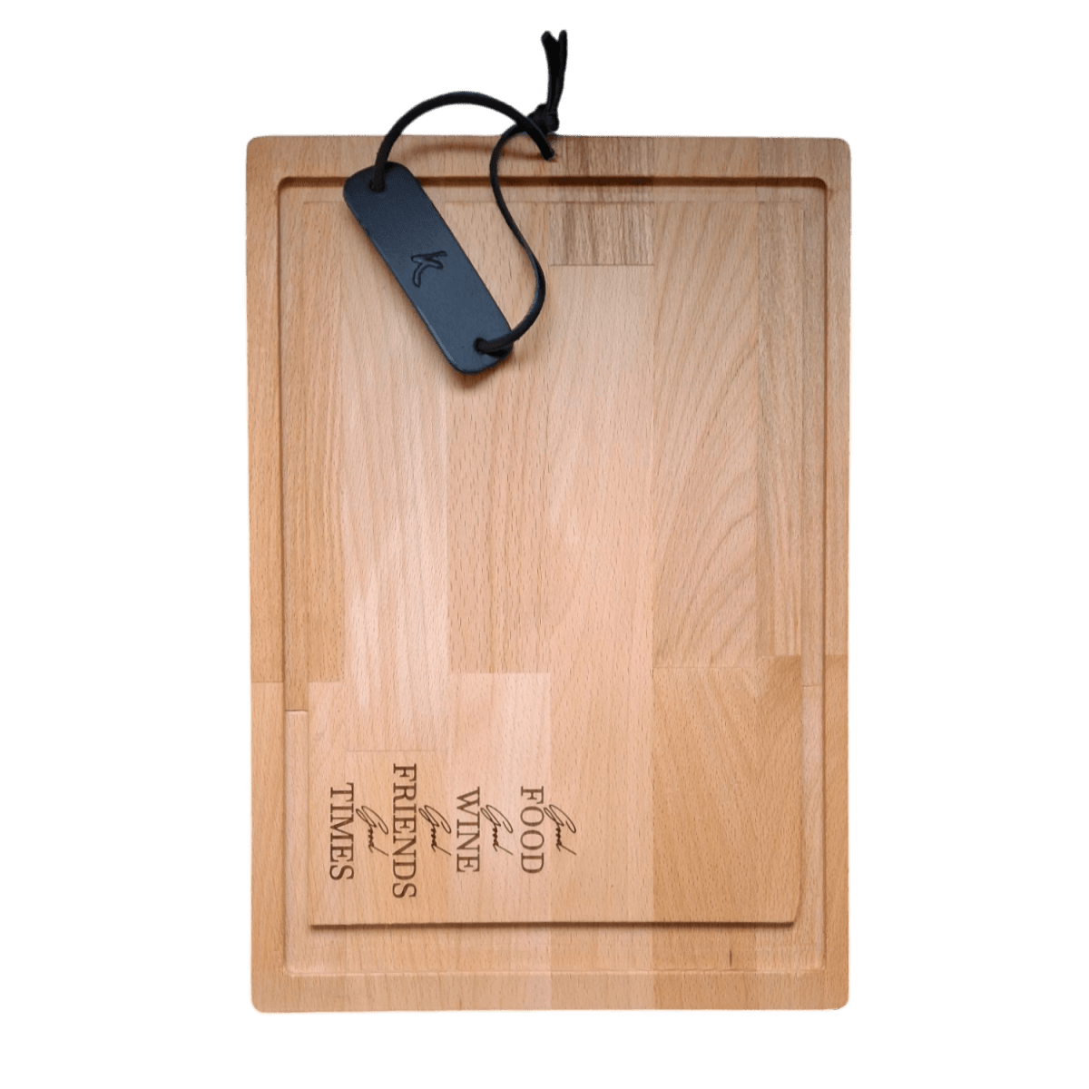 Borrelplank "Good Food, Good Wine, Good Friends, Good Times" - Laserboertje