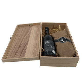 Gepersonaliseerde houten wijnkist met logo - 2 vaks - Laserboertje