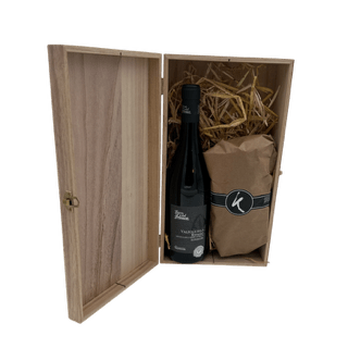 Gepersonaliseerde houten wijnkist met logo - 2 vaks - Laserboertje
