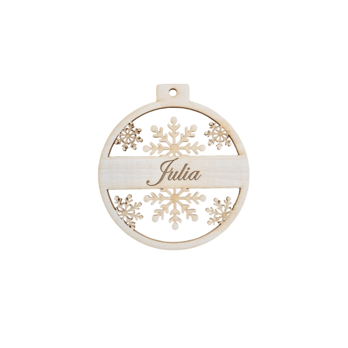 Houten kerstbal gepersonaliseerd met naam - Laserboertje