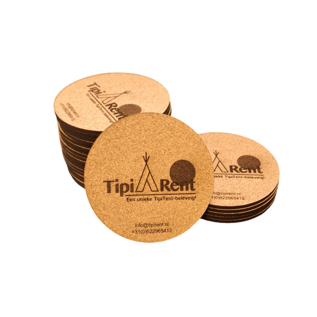 Onderzetters kurk met opdruk - Laserboertje