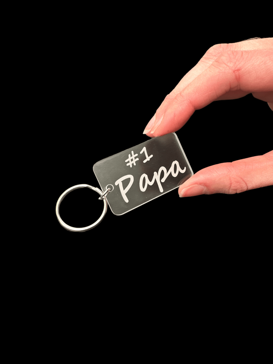 #1 Papa sleutelhanger houtlook of plexiglas - Laserboertje