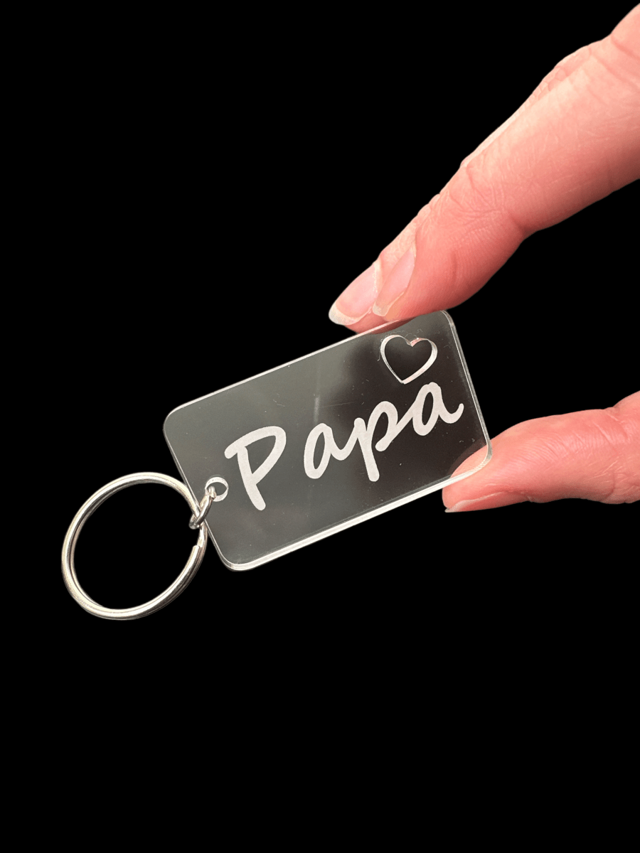 Papa sleutelhanger houtlook of plexiglas - Laserboertje