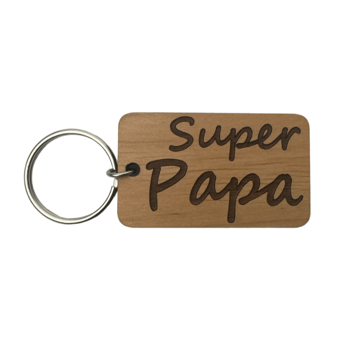 Super papa sleutelhanger houtlook of plexiglas - Laserboertje