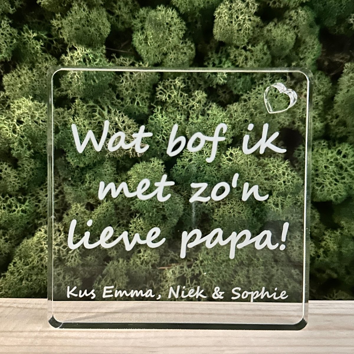 Tekstbordje Papa gepersonaliseerd - Laserboertje